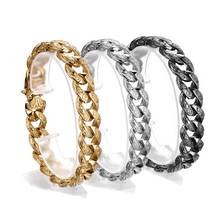 mens Bracelets 316L Stainless Steel Cuban Curb Chain Link Bangles 15mm 9 inch For Male Gifts Jewelry 2024 - buy cheap
