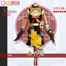 Костюм для косплея Genshin Impact Xiangling, наряд шеф-повара, изготовленная на заказ обувь с париком, женская одежда для Хэллоуина Liyue 2024 - купить недорого