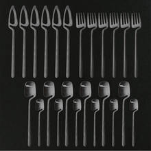Conjunto de talheres de mesa preto fosco 24 peças, aço inoxidável 18/10, kit com faca, garfo e colher para jantar, utensílios de cozinha 2024 - compre barato