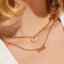 Модное акриловое ожерелье с подвеской-бабочкой для женщин золотого цвета цепочка с ангельскими словами многослойное ожерелье ювелирные изделия 2024 - купить недорого