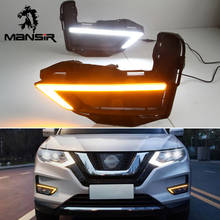 Светодиодный дневной светильник s для Nissan X-trail T32 Xtrail 2017 2018 2019 автомобилей головной светильник дневного светильник DRL желтый указатель поворота противотуманная фара 2024 - купить недорого