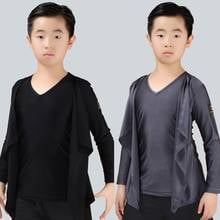 Latin Dance Top Kids Short Sleeve Boys Latin Dancing Shirts Salsa Tango Cha Cha Competition Performance Dancewear Clothes 2024 - buy cheap