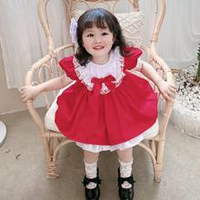 Baby Girl clothes Lace stitching Birthday Party red Dress Spanish Vintage Lolita Ball Gown Princess Dress for girl Turkish Y3337 2024 - buy cheap