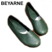BEYARNE  Handmade Genuine Leather Women Plus Size Sewing Flat Moccasins Loafers Ballet Flats Women Comfortable Soft Casual Shoes 2024 - buy cheap