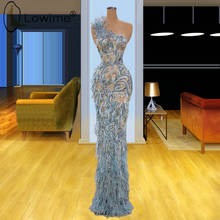 Elegante vestido De noche De sirena De un hombro, pluma Arabia Saudita, Dubai, fiesta De graduación, bata De noche 2024 - compra barato