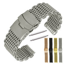 Replacement Watch Band 18mm 20mm 22mm 24mm Stainless Steel Meshed Watch Strap Wrist Bracelet Belt Secure Buckle with Pins 12CLSB 2024 - buy cheap