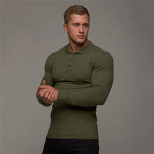 Brand Bodybuilding Polo Shirt Mens Clothing Workout Casual Polo Shirts Breathable Sports Long Sleeve Gyms Fashion Men's Polos 2024 - buy cheap