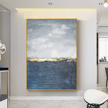 Hand painted abstract oil painting living room porch modern minimalist golden horizon abstract american nordic large decorative 2024 - buy cheap