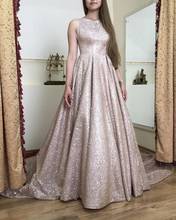 2021 Sparkly Backless Prom Dresses Long Glittery Cloth Sleeveless Formal Evening Party Gowns Robe De Soiree 2024 - buy cheap