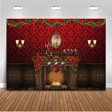  Photography backdrop Christmas tree Fireplace background for photo booth studio Red Decoration Supplies Party 2024 - buy cheap