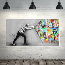 Street Graffiti Art Behind The Curtain Canvas Painting Abstract Posters and Prints Wall Art Pictures for Living Room Home Decor 2024 - buy cheap