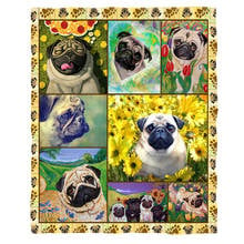 Sunflower Pug 3d printed fleece blanket for Beds Hiking Picnic Thick Quilt Fashionable Bedspread Sherpa Throw Blanket 2024 - buy cheap