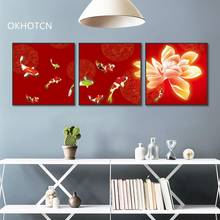 Flower Lotus Carp Wall Art Home Decor Painting Chinese Style Canvas Prints Poster Modern Picture For Living Room 2024 - buy cheap