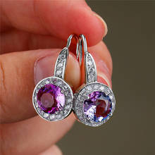 Luxury Female Rainbow Crystal Drop Earrings Vintage Silver Color Wedding Jewelry Round Zircon Dangle Earrings For Women 2024 - buy cheap