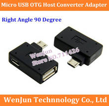 Micro B macho A hembra + Micro USB hembra, Conector de fuente de alimentación, Adaptador convertidor de datos OTG, ángulo recto de 90 grados, 5 pines 2024 - compra barato