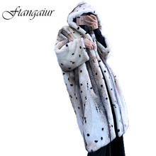 Ftangaiur-casaco de pele de vison naturais, casaco feminino longo com capuz, manga longa e ponto de leopardo, importado para inverno 2021 2024 - compre barato