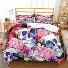 Sugar Skull Comforter Cover Bones Roses Floral Print Pink White Bed Cover Single Double Luxury Bed Linen Set Teens Home Bedding 2024 - buy cheap