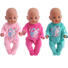 Pijama infantil de pelúcia, pijama longo de coelho para 18 lâmpadas americano e 43cm, acessórios e roupas de boneca reborn, nossa geração, brinquedos para crianças 2024 - compre barato