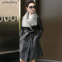 2020 mujer chaqueta 16111 pph1571 jaqueta de couro real casaco de pele de carneiro das mulheres coreanas casacos de pele de vison 2024 - compre barato