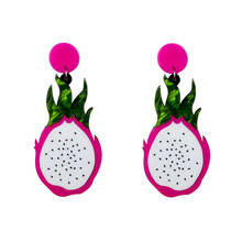 Pendientes acrílicos con forma de fruta para mujer, aretes con forma de fruta, Pitaya, rodajas de limón, polvo brillante, con purpurina, joyería de moda, regalos de fiesta 2020 2024 - compra barato