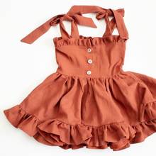 Vestido de princesa infantil fofo de verão, romper para crianças com botões sem mangas, linha a, 0-24 meses, 2 cores 2024 - compre barato