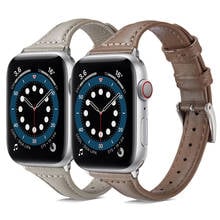 Ремешок кожаный для Apple watch, 38/42/40/44 мм, iWatch se 6/5/4/3/2 2024 - купить недорого