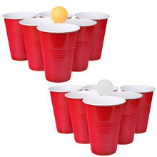 Besegad 12pcs Disposable Red Plastic Party Cups with 2pcs Table Tennis Balls for Halloween Holiday Birthday Wedding Party 16oz 2024 - buy cheap