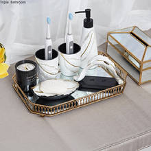Dispensador de jabón líquido de cerámica de estilo europeo, plato de jabón, soporte para cepillo de dientes, Set de accesorios de baño, juego de cinco unidades 2024 - compra barato