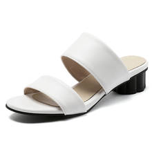 Casual Women Slippers Summer Mules Shoes Square Low Heel White Sandals Female Flip Flop Outdoor Shoes Large Size 48 2024 - buy cheap