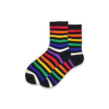 A pair of socks men's and women's socks rainbow stripes color matching cotton comfortable Korean street fashion  funny socks men 2024 - buy cheap