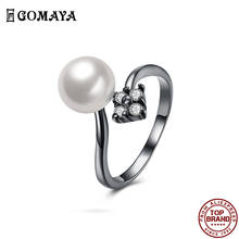 GOMAYA Shell Pearl White Zircon Inlaid Women Rings Trendy Adjustable Opening Ring Fit Party Festival Jewelry Gift To Girlfriend 2024 - buy cheap