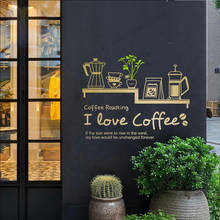 Стикеры для кофейни, наклейка «Я люблю кофе», постер на кружку для кафе, виниловый художественный Настенный декор, настенное украшение, хлеб, кофе, стеклянные обои rb248 2024 - купить недорого