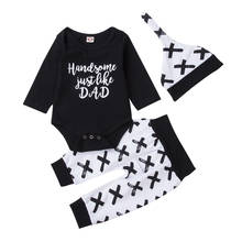 Infant Newborn Kid Baby Boys Girls 3pcs Casual Suit Clothes Letter Print Long Sleeve Jumpsuit Long Pants Hat Outfit Set 2024 - buy cheap