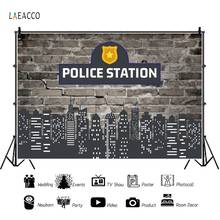 Laeacco Brick Wall City Building Police Station theme Baby Party Photo Backdrops Photography Backgrounds Photo Studio Photo Prop 2024 - buy cheap