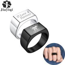 Jiayiqi personalize aço inoxidável personalizado anel gravado textos de nome logotipo foto signet anéis para presente de festa de jóias 2024 - compre barato