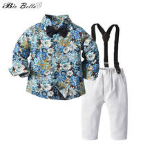 Baby Boy Spring Autumn Clothes Set Fashion Kids Boys Clothing Set Gentleman Party Wedding 1-6 Years Outfits T-Shirt+Belt Pants 2024 - buy cheap