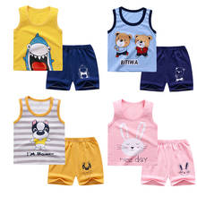 2020 New Summer Chuldren Suit Cartoon Sleeveless Vest + Shorts Set Baby Boys Girls Cotton Clothes Korean Fashion Outfit Set 2024 - buy cheap