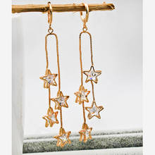 New Luxury Star Drop Earrings For Women Fashion Beautiful Stars Long Tassel Hollow Gold Dangle Earrings Anniversary Gift OBS1492 2024 - buy cheap