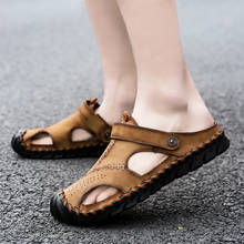 2022 New Casual Men's Soft Slippers Comfortable Men Summer Leather Sandals  Roman Summer Outdoor Beach Sandals Big Size 38-48 2024 - buy cheap