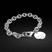 Fashion Women Silver Bracelet 925 Sterling Silver Bracelet Simple Style Round Pendant Design Solid Silver Bracelet 20cm Size 2024 - buy cheap