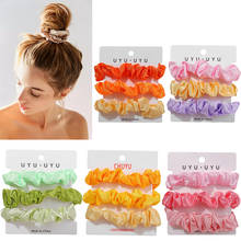 Rainbow Colorful Satin Hair Scrunchies for Women Fashion Elastic Hair Bands Ponytail Holder Hair Accessories 2024 - buy cheap