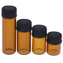 Mini garrafa âmbar recarregável de 1 /2/3/5ml, reagentes de garrafa de amostra de óleo essencial, frascos de vidro marrom com tampa, 1 peça, novo 2024 - compre barato
