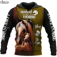 Hx arabian horse 3d impressão hoodie para homens mulheres harajuku moda animal moletom casual jaqueta pullover agasalho transporte da gota 2024 - compre barato