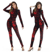 Halloween Carnival Horror Costume Bloody Slim Romper Women Scary Terror Jumpsuit Zipper Sexy Elastic Catsuit Cosplay Costumes 2024 - buy cheap