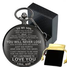 Relógio de bolso personalizado de quartzo, relógio antigo liso preto para meu filho, amor do papai, com pingente para graduação, presentes de aniversário 2024 - compre barato