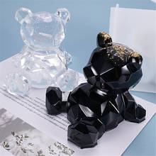 Molde de resina de urso três-dimensional urso geométrico cristal, faça você mesmo, decoração, desenho animado, molde de silicone para suporte de celular 2024 - compre barato