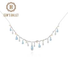 Женское Ожерелье с цветком GEM'S BALLET, ожерелье из стерлингового серебра 925 пробы с натуральным небесно-голубым топазом, свадебные украшения 2024 - купить недорого