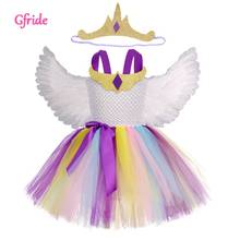 Vestido de princesa de unicórnio tutu com faixa para cabeça, fantasia para crianças, vestido de festa temático 2024 - compre barato