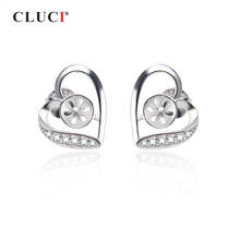 CLUCI 925 Sterling Silver Heart Earrings for Women Fine Jewelry Silver 925 Pearl Mounting Zircon Heart Earrings SE056SB 2024 - buy cheap
