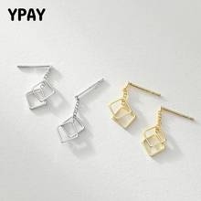 YPAY-pendientes de tuerca de plata esterlina 100% auténtica para mujer, joyería fina de fiesta, doble cuadrado escalonado Simple, 925 2024 - compra barato